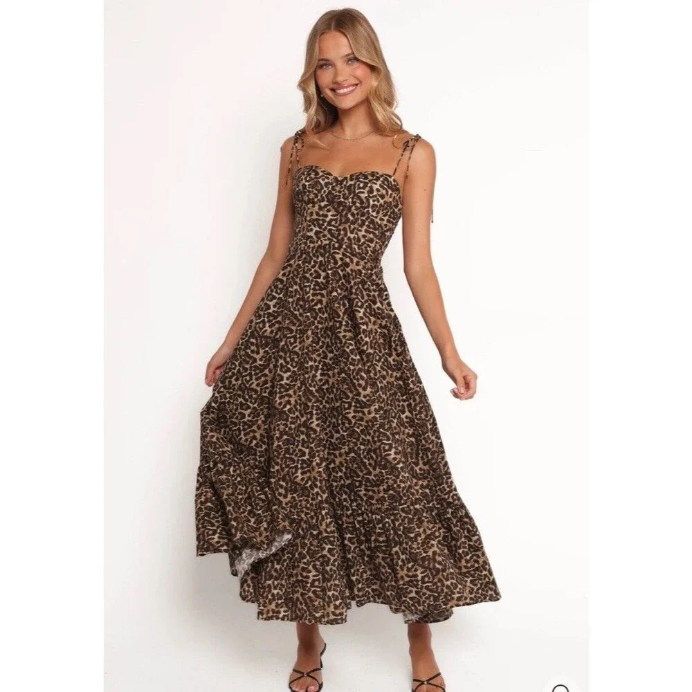 Petal & Pup Ayana Leopard Print Fit & Flare Midi Dress Size L - Picture 4 of 16